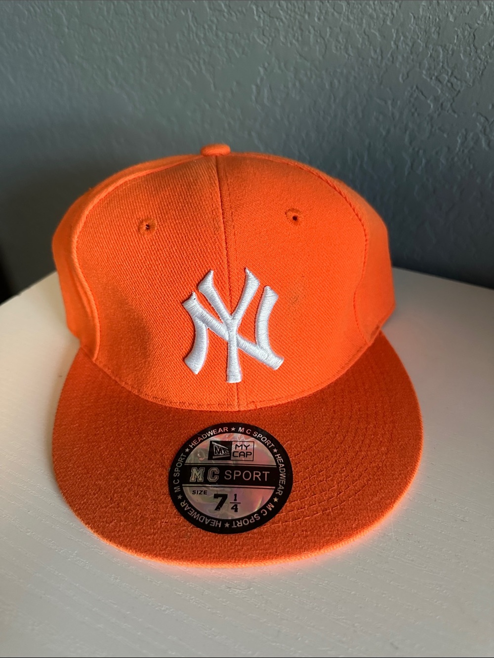 NY Embroidered Orange  Cap by my Cap